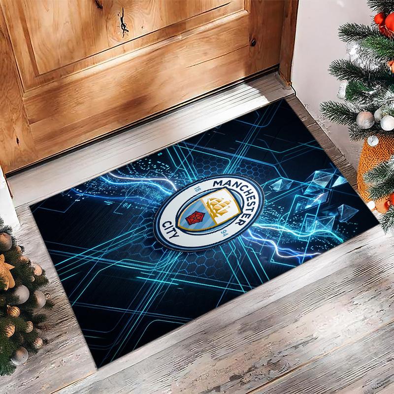 Фланелевый ковер с принтом Manchester City, нескользящий, мягкий, из полиэстера, для пола, декоративный коврик для спальни, гостиной, дивана