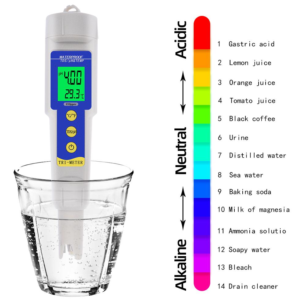 Водонепроницаемый измеритель EC/TEMP/TDS/PH/TEMP Тестер качества воды Анализатор ЖК-дисплей для аквариума бассейна 1-14 PH-метр