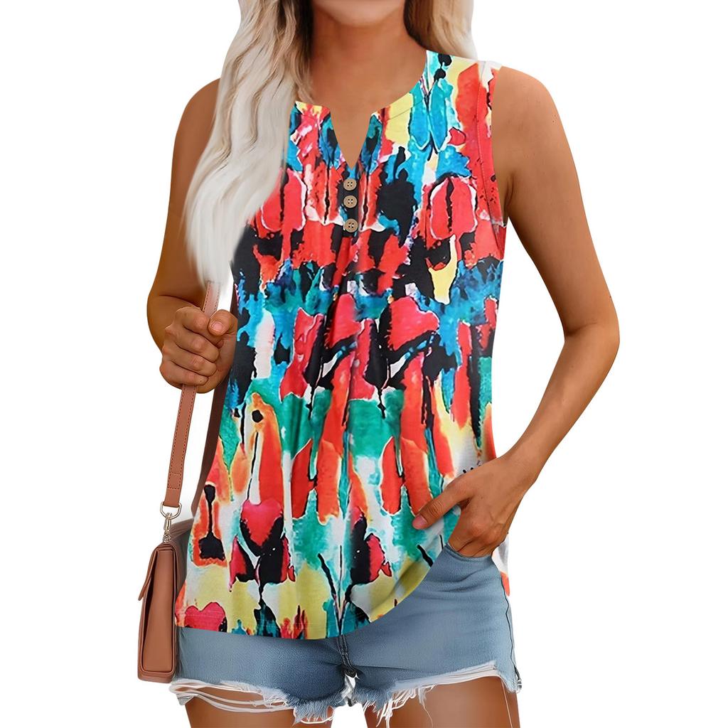 Женский летний жилет, свободный, однотонный, с пуговицами, V-образным вырезом, повседневная рубашка без рукавов