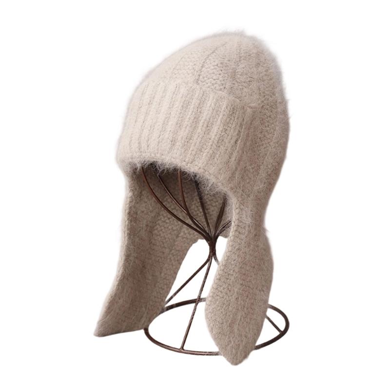 Adorable Color Knit Hat Windproof Ears Thermally Design Winter Outdoor Use