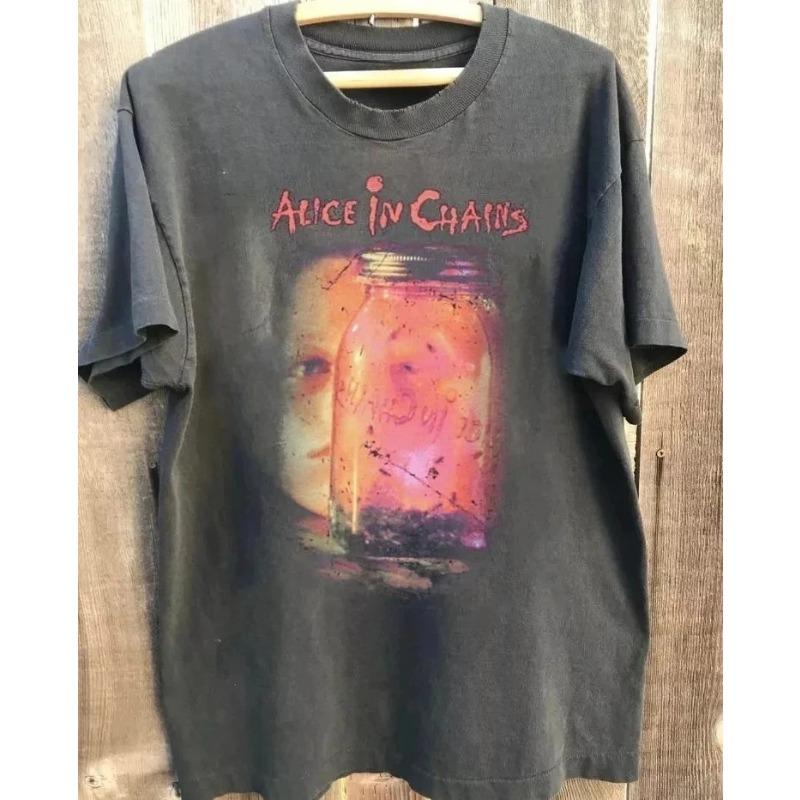 Alice In Chains Графическая футболка с коротким рукавом из хлопка, летняя, ретро, мужская, женская, повседневная, уличная одежда Y2K