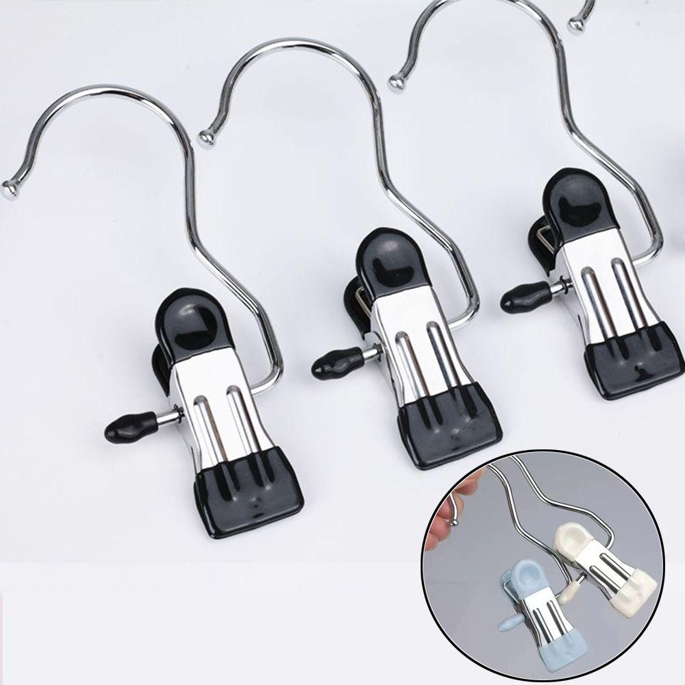 1/5/10PCS Windproof Stainless Steel Pants Clip with Hook Home Storage Rack for Household