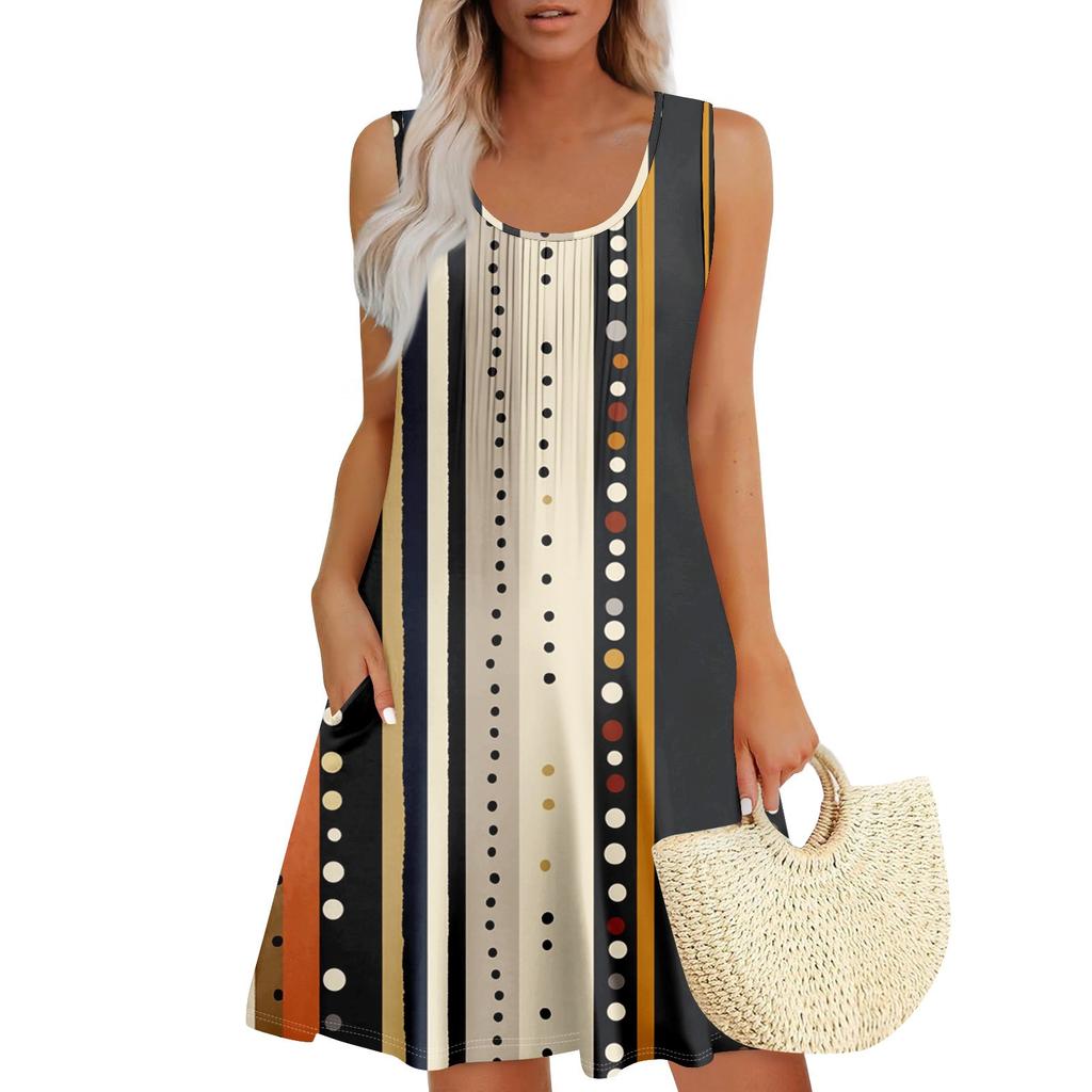 Женский повседневный сарафан с карманами, летнее пляжное платье в стиле бохо, праздничное платье для женщин, платья-майки