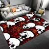 Skull and Rose Pattern Carpet, Red and Black Gothic Home Decor Rug Suitable for use as an anti-slip for living room bedroom sofas