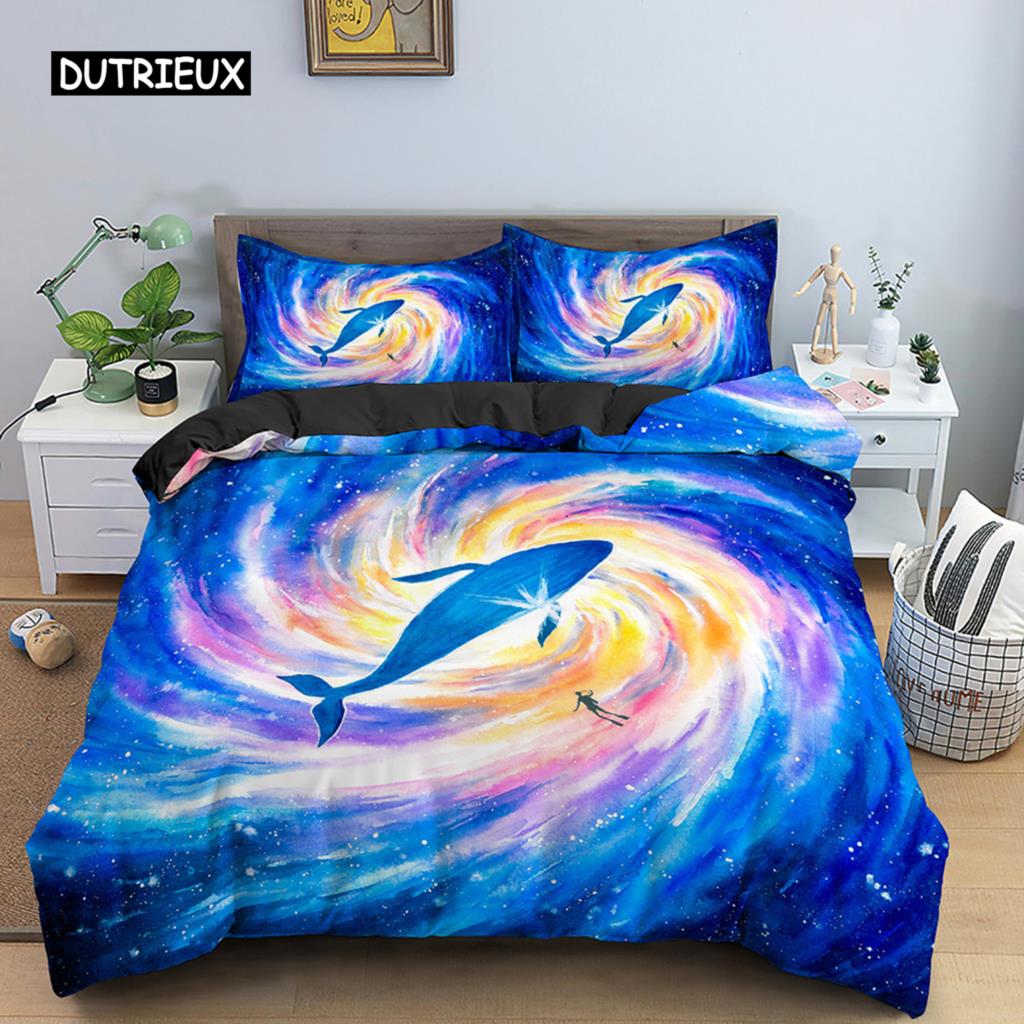 Пододеяльник с дельфинами, комплект постельного белья 3D для мальчиков и девочек, для взрослых, одеяло, покрывало Queen King, домашний текстиль, морская жизнь, полиэстер, пододеяльник