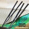 Daikokuya Edo Wooden Finest Striped Hexagonal Shavings Serving Large Chopsticks, Ebony, (slightly Thick) 1 Size 24.0cm