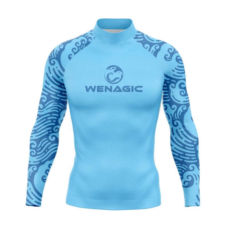 Mens Quick-Dry Rash Guard Long Sleeve UV Protection Swim Shirt Surfing Diving Water Sports