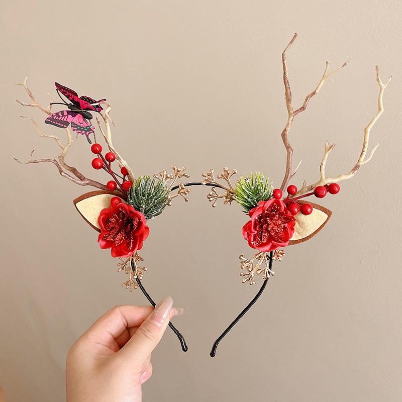 Children's Christmas Antler Headband Hair Clip - Festive Holiday Accessory