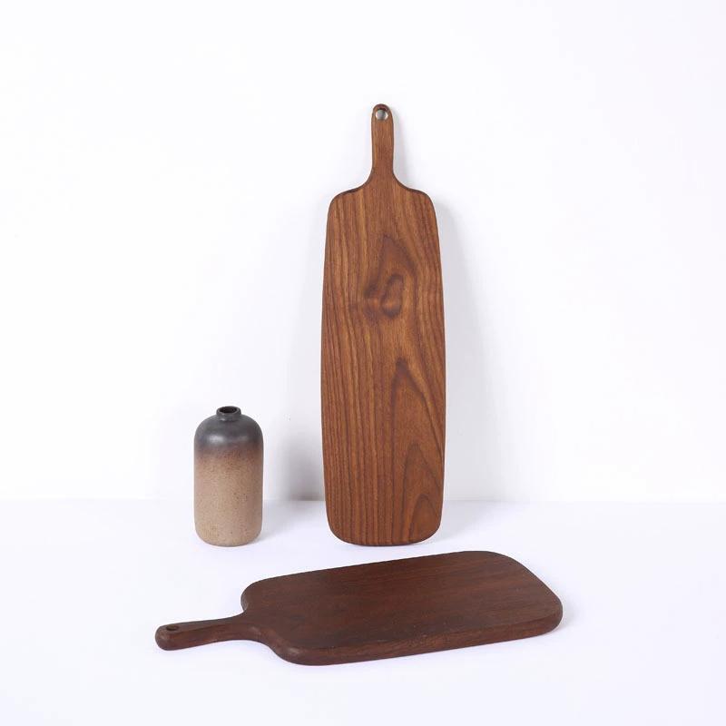 1pc Square Wood Cutting Board, Solid Wood Black Walnut Wooden Chopping Boards for Bread, Vegetables & Fruits, Dinner Cheese Board with Hole,4 Size