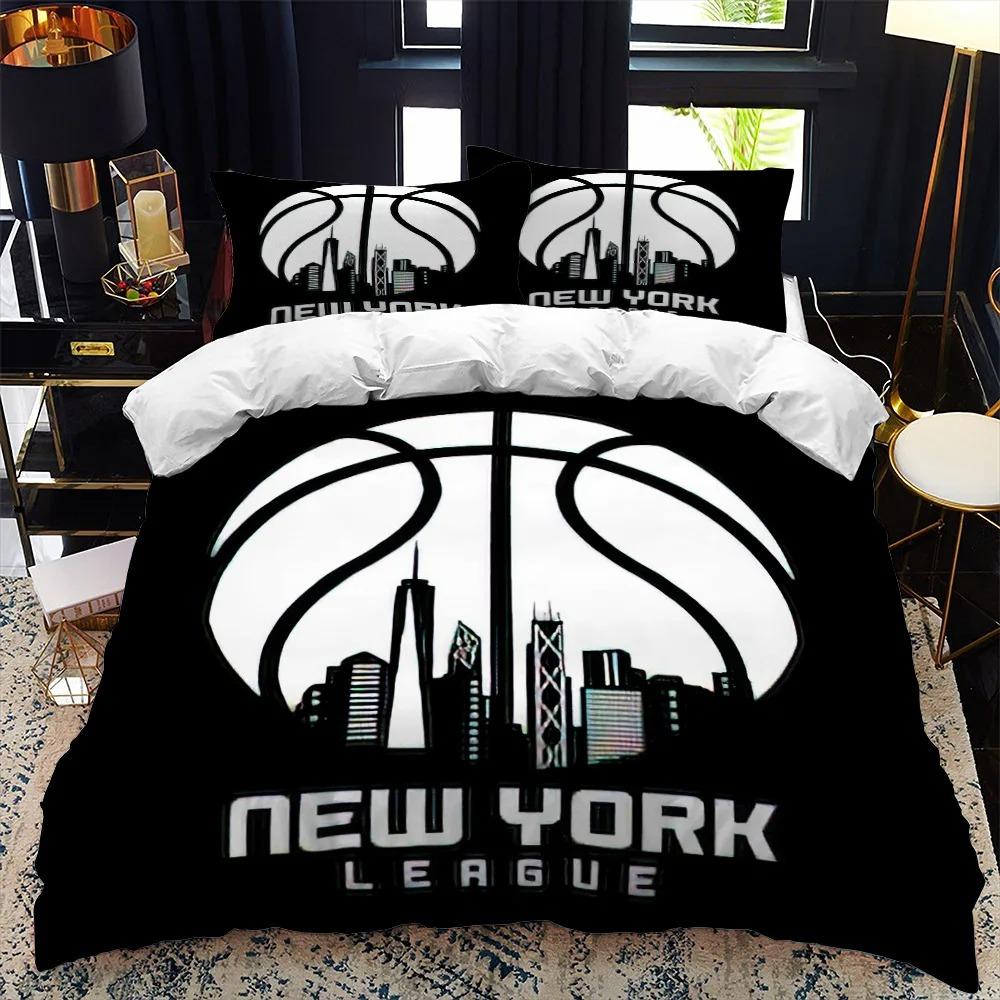 Fashion Basketball Sports Bedding Set 3 Piece, Teen Boys Graffiti Basketball Print Duvet Cover Set Pillowcases Modern Theme