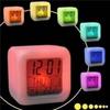 1PC White Colorful Alarm Clock, Creative Color-changing Colorful Square Alarm Clock LED Silent Night Light Electronic Clock