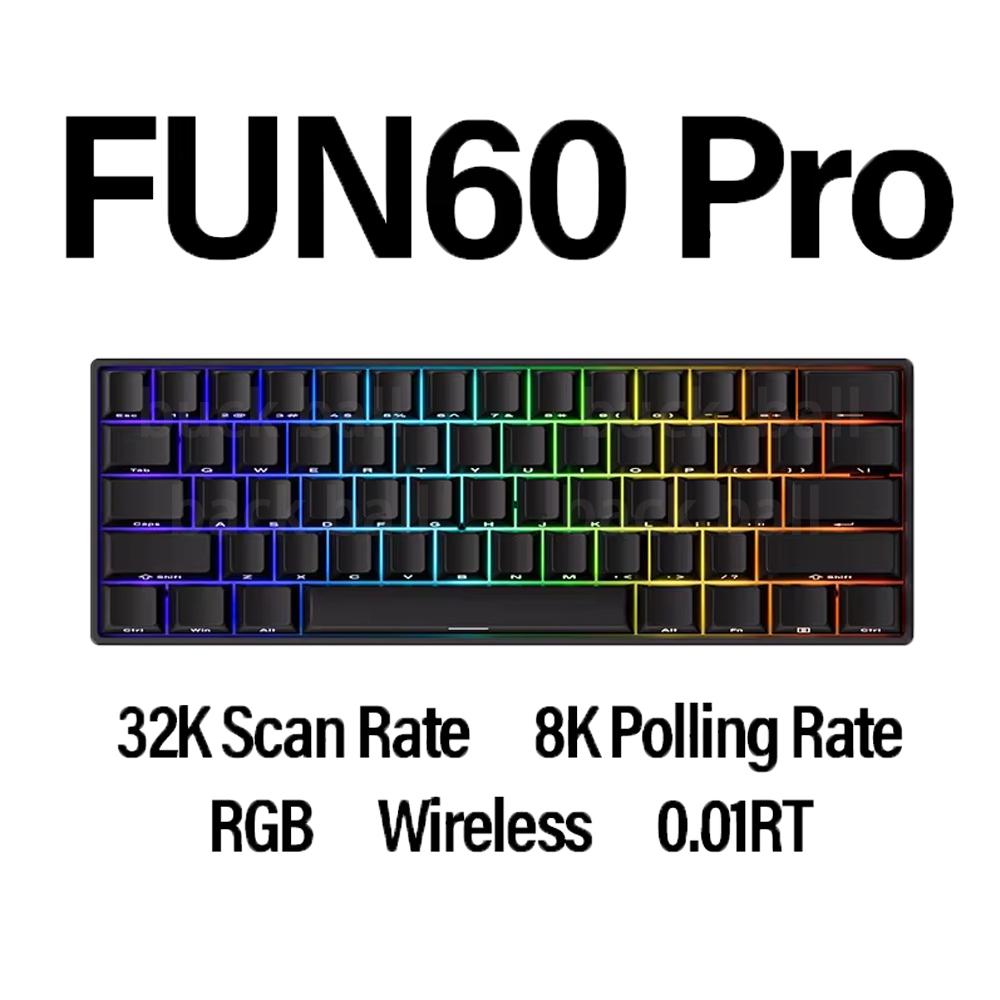Monsgeek Fun60 Магнитная клавиатура с переключателем Tri Mode Беспроводная механическая клавиатура Custom 8KHz RT0.01 Магнитная клавиатура Аксессуар для ПК