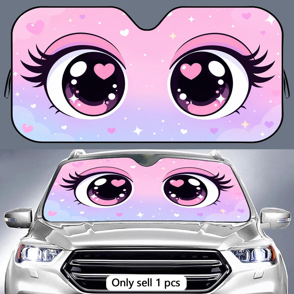 Pink Glance Sun Visor Portable Car Windshield Sun Shade UV Protection and Heat Insulation for Front Window