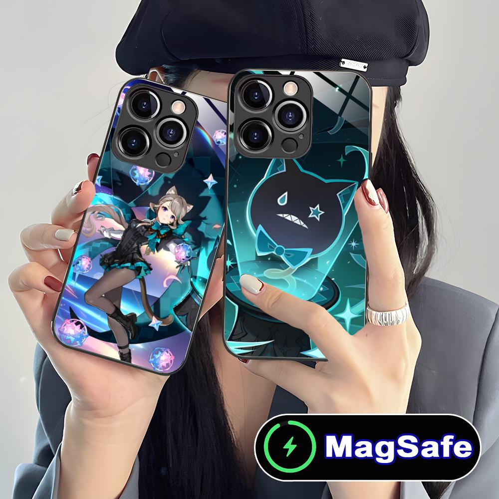 Game GI Lynette Glass MagSafe Mobile Phone Case for iPhone 17 16 15 14 13 12 11 Air Pro Max Plus Mini Colorful Cover