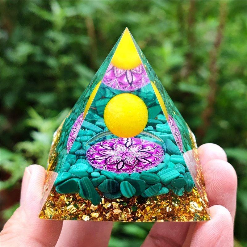 Orgonite Chakra Energy Pyramid Amethyst Crystal Home Decor Meditation Ornament Craft Gift