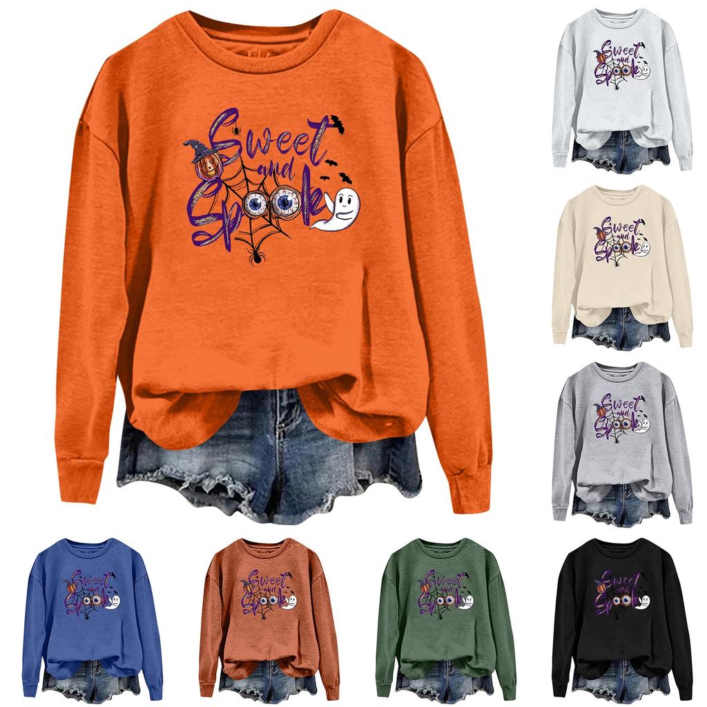 Женская повседневная модная блузка с длинным рукавом и круглым вырезом с принтом