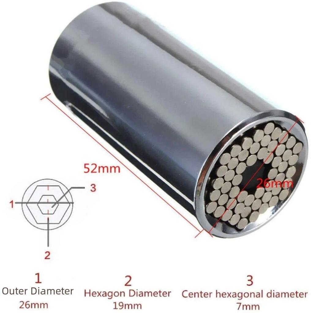 7-19mm Public Weed 3/8 Hex Handle Connector 1/4-3/4 Ratchet Cover Cylinder Head High Carbon Steel Surface Treatment Socket
