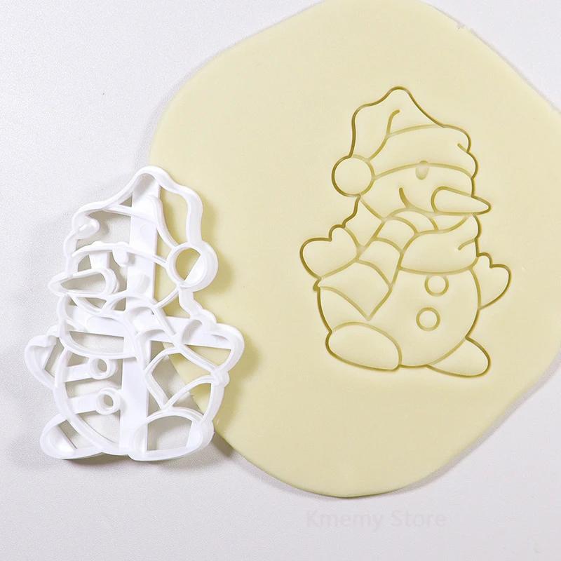 Merry Christmas Cookie Embosser Mold Cartoon 3D Santa Claus Snowman Crystal Ball Fondant Stamp Cake Decorating Tools for Baking