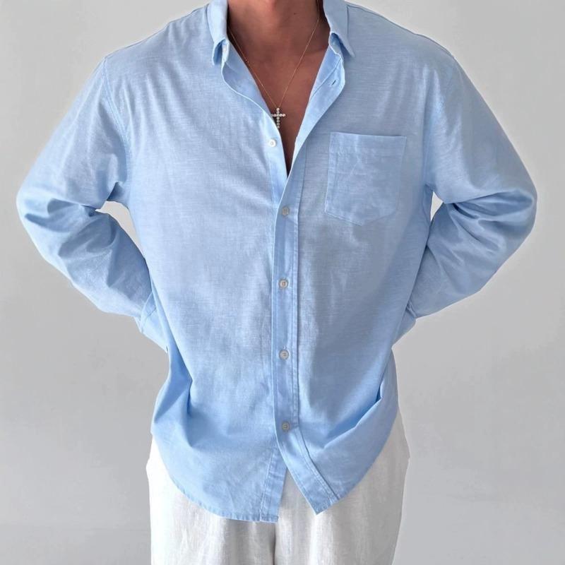 Men S Long Sleeve Cotton Linen Shirt Casual Breathable Versatile