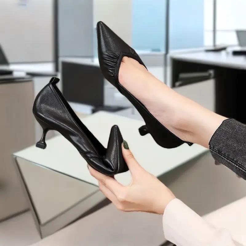 Нескользящая обувь для женщин в корейском стиле, женские туфли-лодочки на среднем каблуке, роскошные женские летние предложения, горячая и низкая цена
