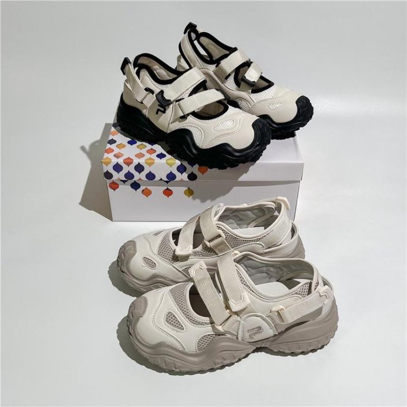 2024 Лето Новые Туфли Mary Jane Retro Ugly женские сетчатые сандалии с толстым дном и полыми резиновыми покрышками нескользящие кроссовки