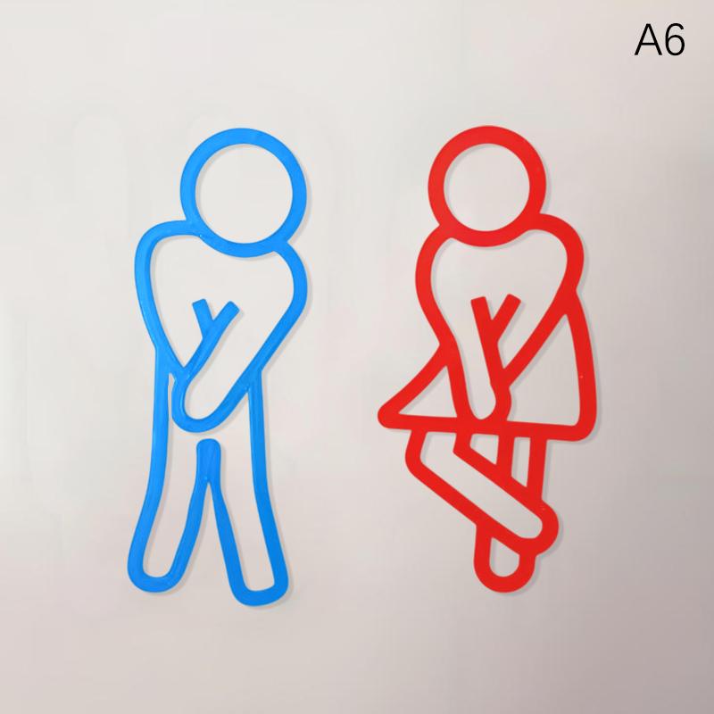 Hot  3D Printed Bathroom Door Sign Male & Female Restrooms Symbol Door Decor Restaurant Hotel Cafe Toilet Signage Wall Sticker