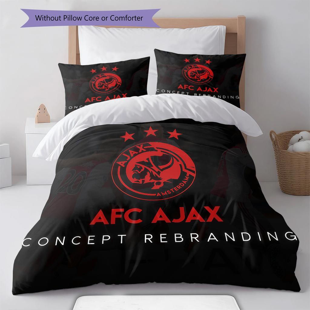Плед и комплект постельного белья AFC Ajax Amsterdam Покрывало Наволочка Домашний Декор Подарок на День Рождения (1 пододеяльник + 2 наволочки, без наполнителя)