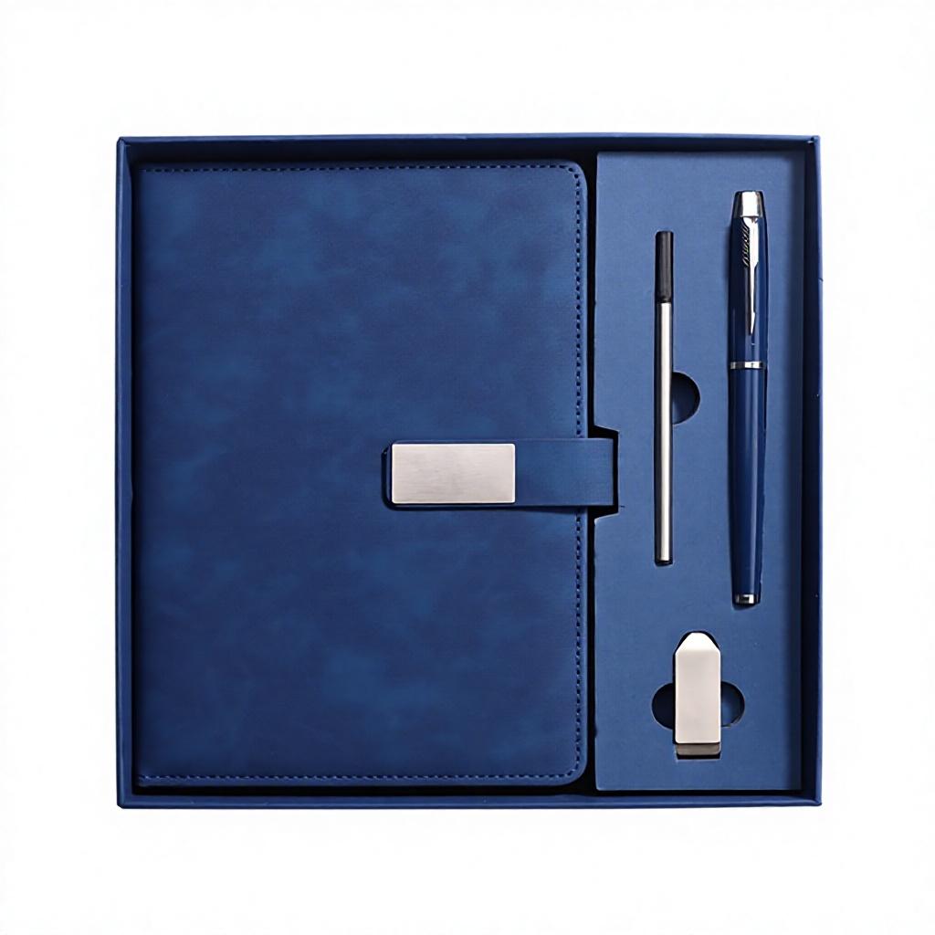 Custom Logo School & Business Notebook Set Wired Glue Bound PU Leather Cover Notepad Gift for Students and Professionals