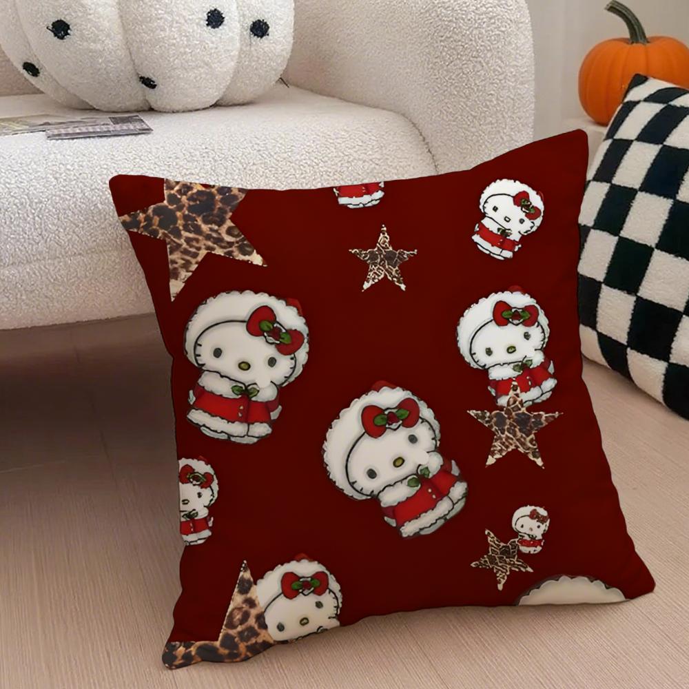 KKitty leopard print snowflakes Cushion Cover Throw Pillow Cover Hidden Button Durable Polyester Chair Cushion