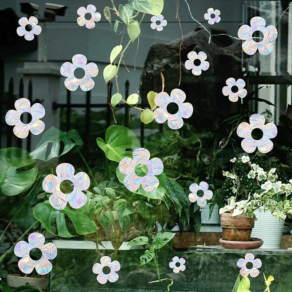 9 Pcs Small Flower Window Pattern Stickers Decorative Decal Flowers Anti-collision Pvc Decals