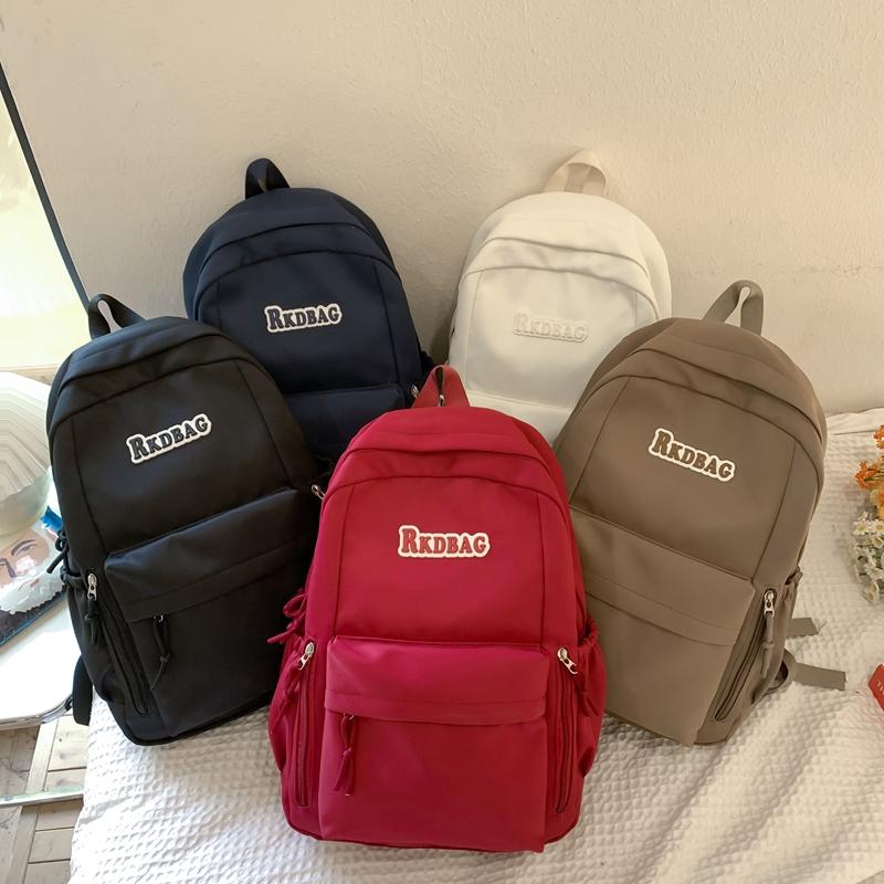 Студенческий однотонный школьный женский рюкзак в студенческом стиле с буквенным принтом, рюкзак большой емкости