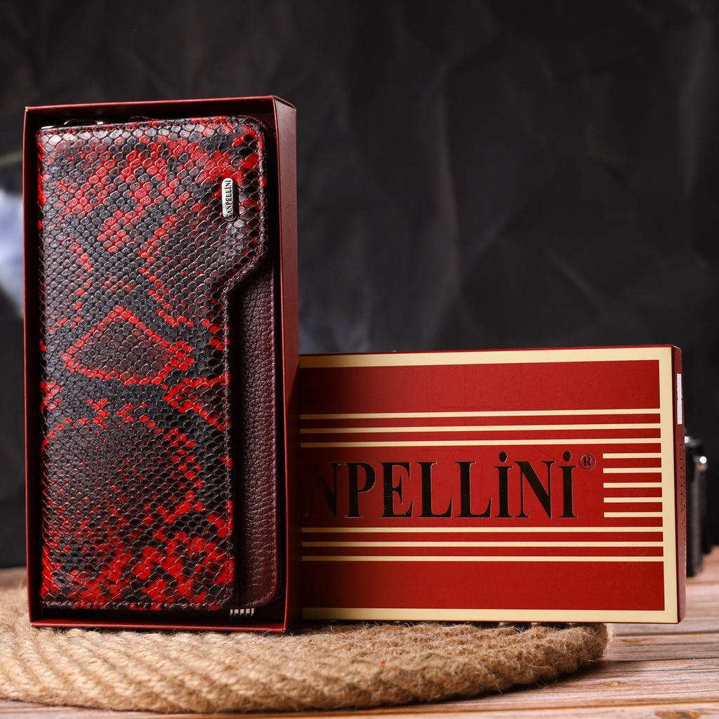 Stylish Women's Wallet Clutch Made of Genuine Leather with Snake Embossing CANPELLINI Wallet 21538 Multicolored