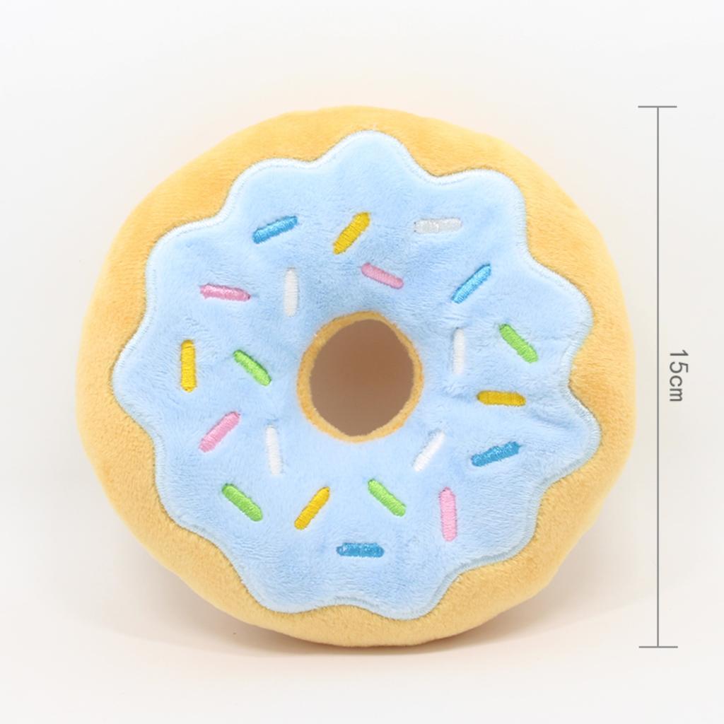 Dog Toys Donut Plush Soundmaking Cute Toy Pets Dog Squeaky Sound Funny Interactive Bite-Resistant Chew Biting Teeth Grinding