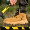 Новые модные защитные рабочие ботинки, высокие водонепроницаемые защитные кожаные ботинки, противоударные и противопрокольные промышленные ботинки