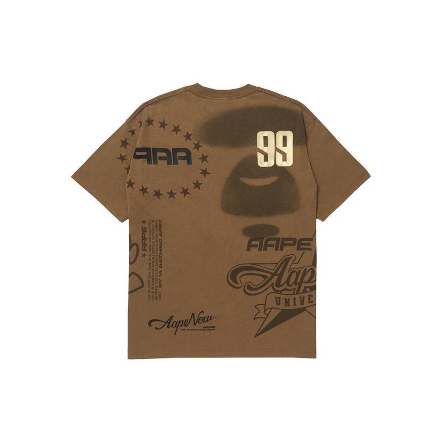 Aape T-Shirts Men's Crew Neck Moderate Straight Fit AAPTEM1296XXK