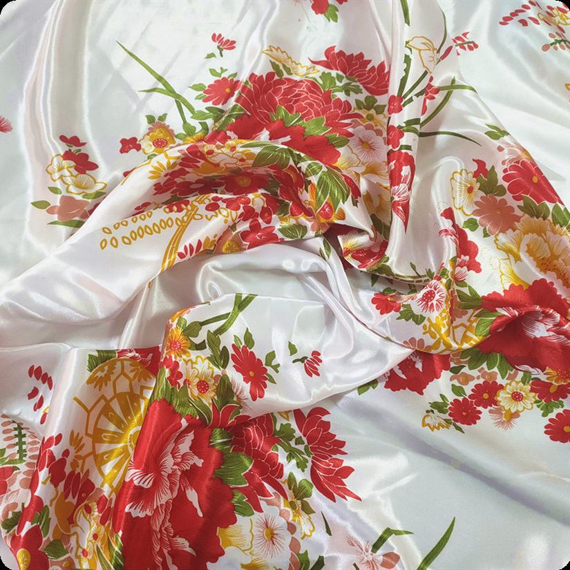 «Ткань ципао с принтом из атласного шелка и лента для головного убора»