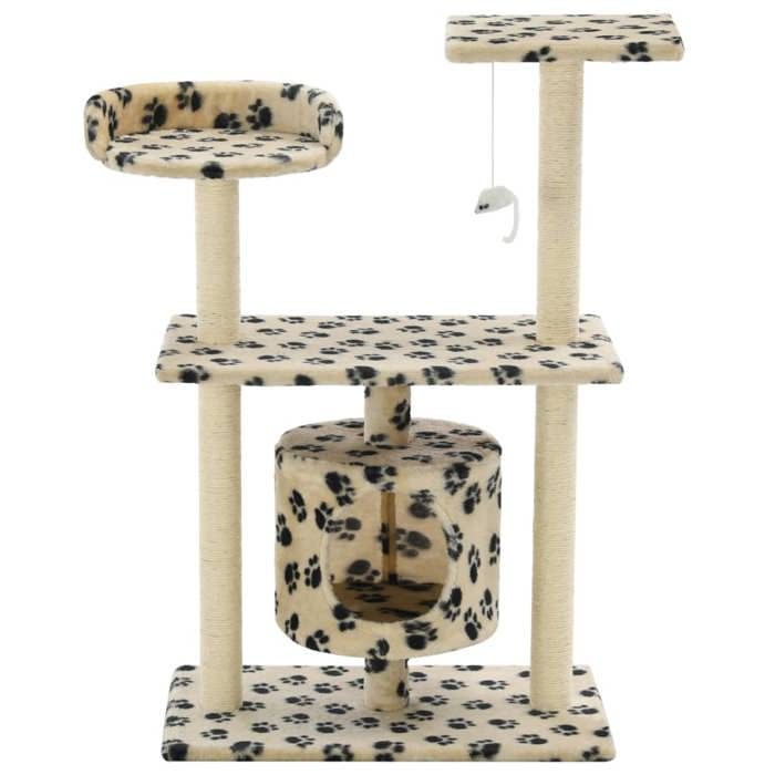 VidaXL Cat Tree with Sisal Scratching Post 95 Cm Beige Paw Print 170515