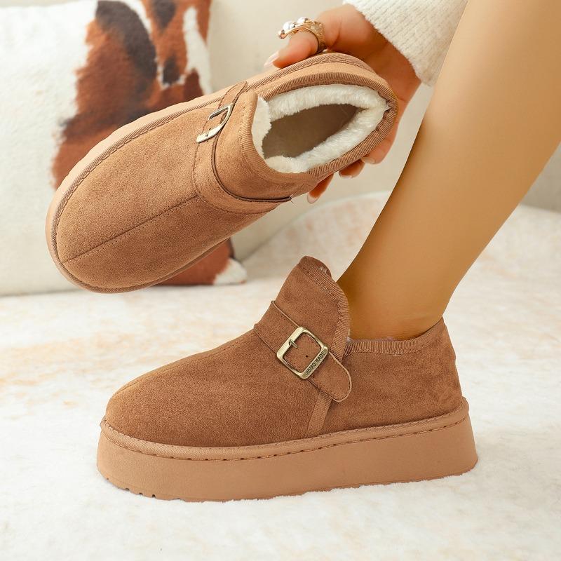 Cotton Shoes Women Winter Velvet Outward Wear 2025 New One-foot Slip Platform Heightened Big-head Bread Shoes Snow Boots