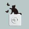Cartoon Kitten and Butterfly Light Switch Stickers Whimsical Wall Decals for Living Room and Hallway Home Decor