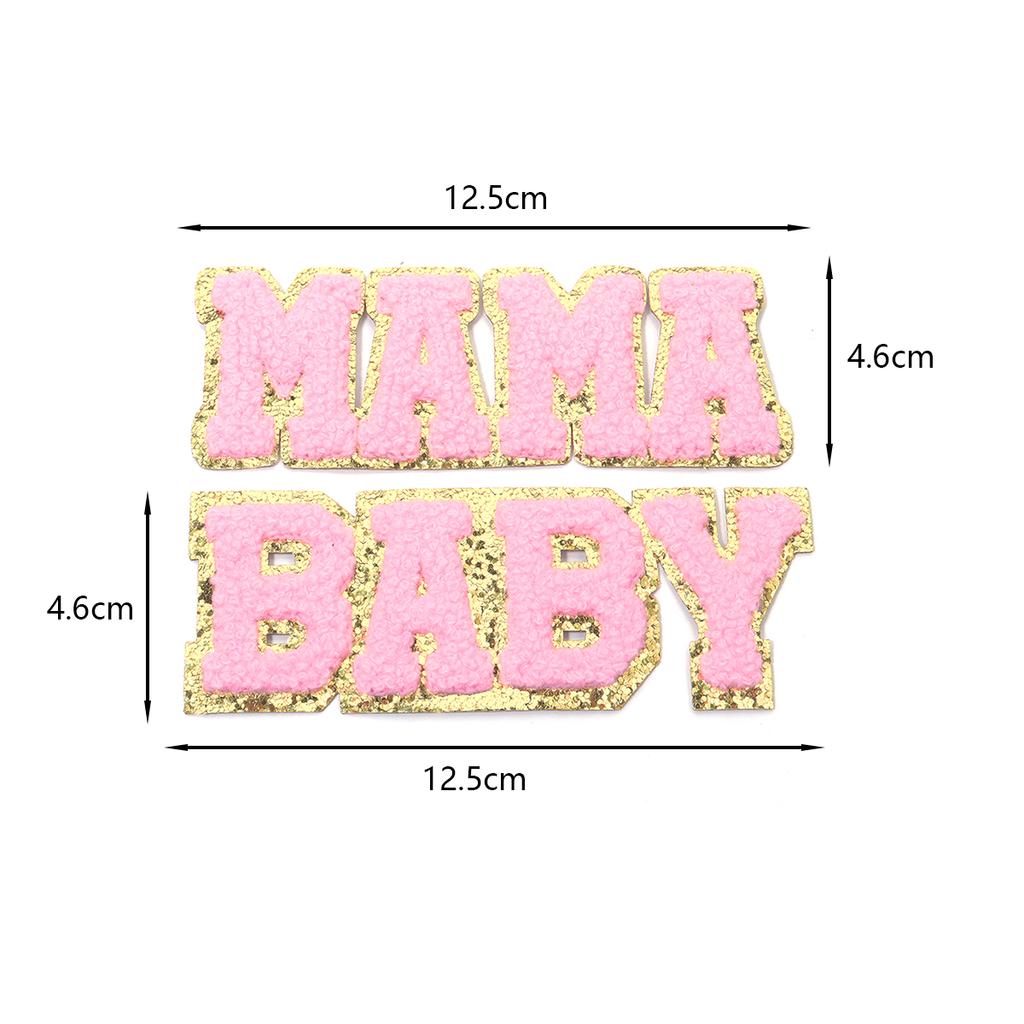 2pcs BABY MAMA Letter Patches Towel Embroidery Ironing Patches For DIY Crafts Clothing Jeans Applique Stickers Sewing Patches