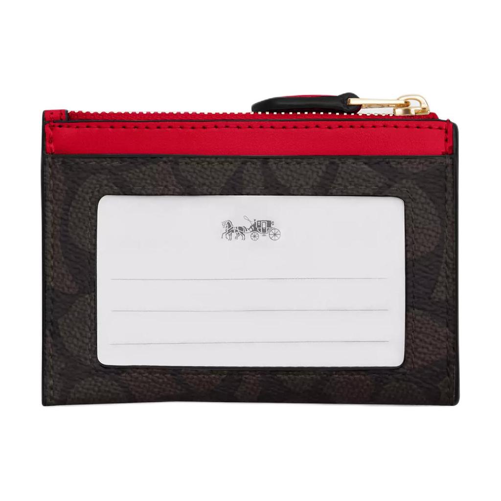 New COACH Coated Canvas Card Holder Mini Women's Red CW870-IMXD0