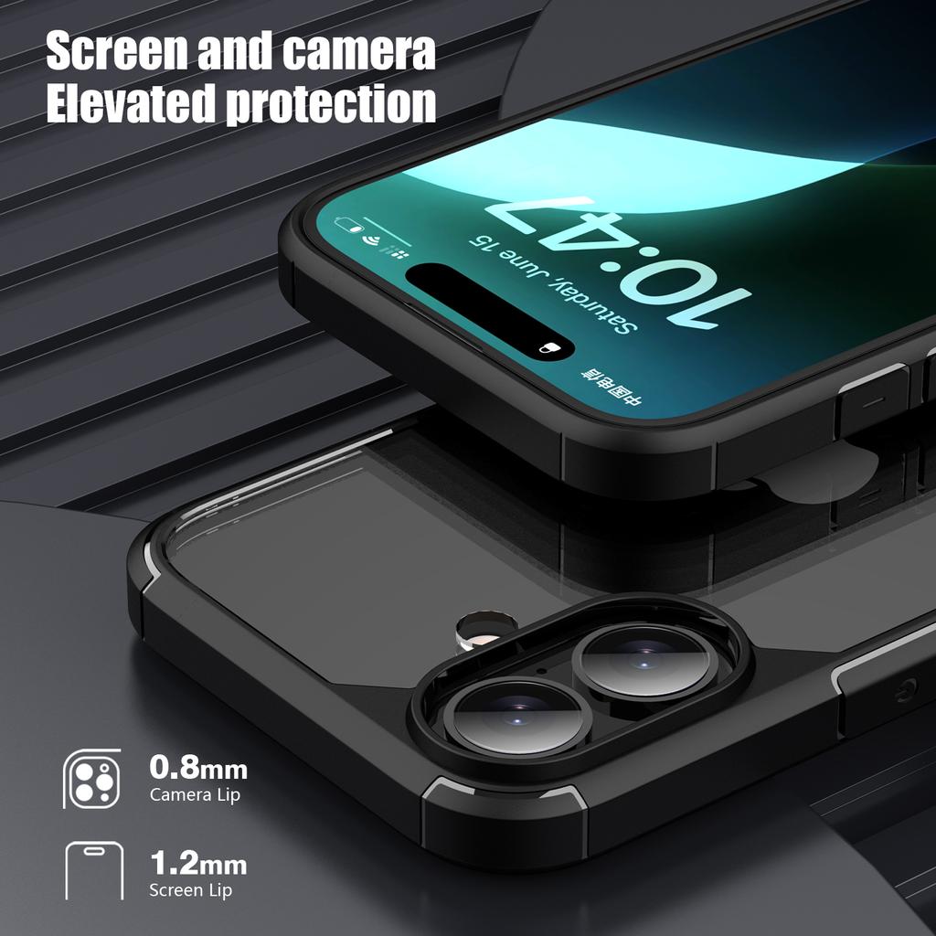 KEYSION Противоударный бронированный прозрачный чехол для iPhone 16 Plus 15 HD прозрачный мягкий силикон + задняя крышка для телефона из ПК для iPhone 15 Plus 16