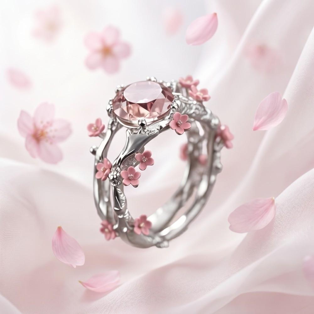 Light Luxury Flower Crystal Ring Elegant Finger Jewelry Gifts for Women Rhinestone Ring Girls