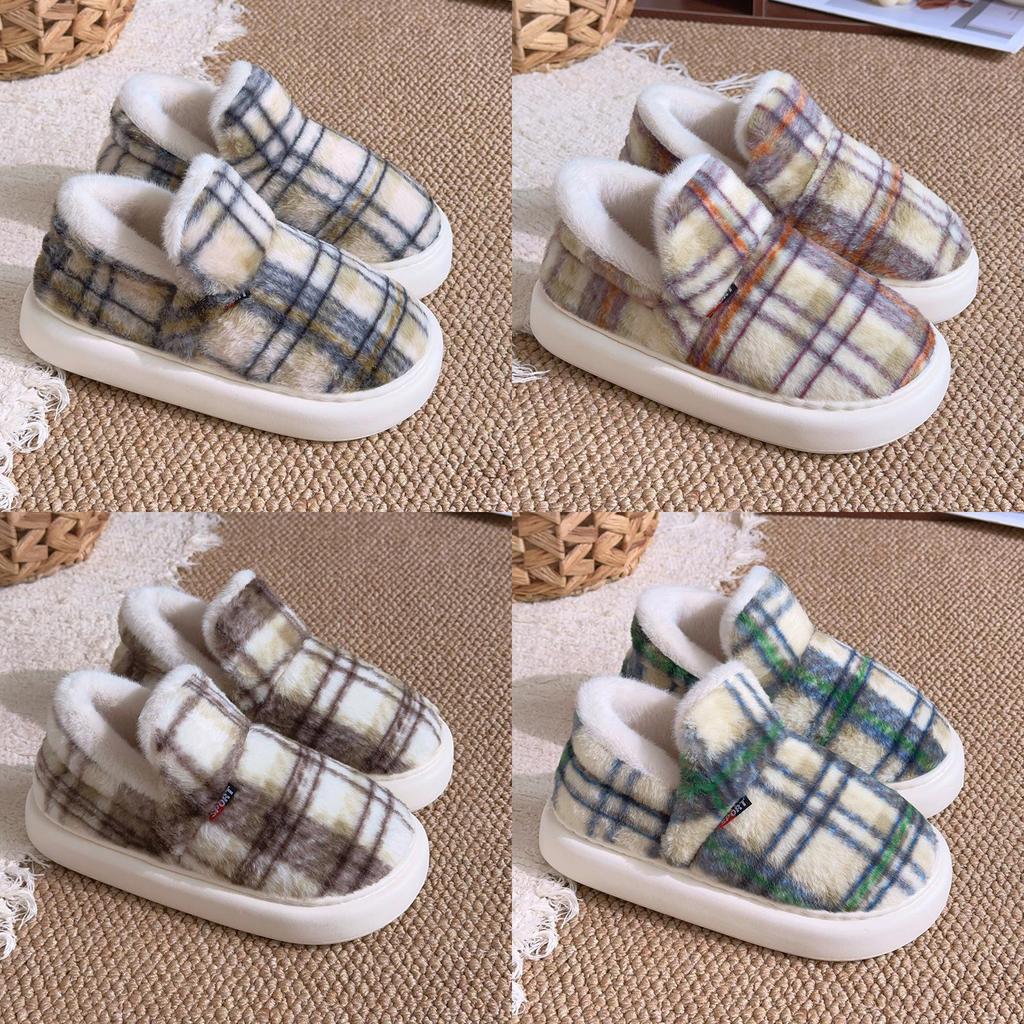 Vintage Cotton Slippers For Adults With Eva Outsole Antislip Warm Indoor Use