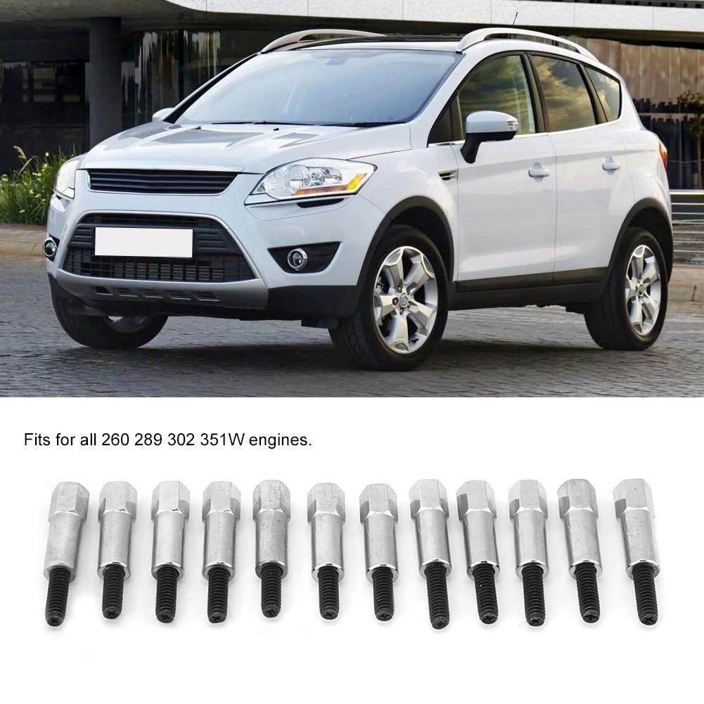 Набор из 12 хромированных болтов крышки клапана подходит для двигателей Ford 260 289 302 351W