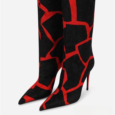 Модные остроносые сапоги на тонком каблуке с леопардовым принтом, женские модные сексуальные разноцветные сапоги до колена, большой размер 43, женская обувь