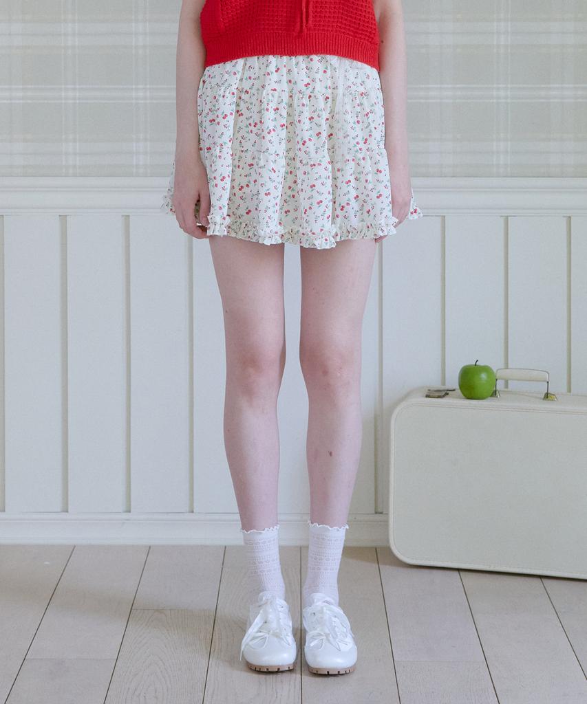 Pink Pineapple Cherry Dumble Mini Skirt_Ivory