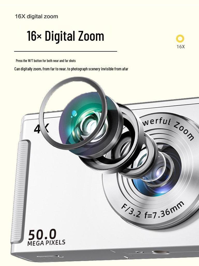 Retro 4K HD Digital Camera for Students - Portable Entry-Level Travel Cam
