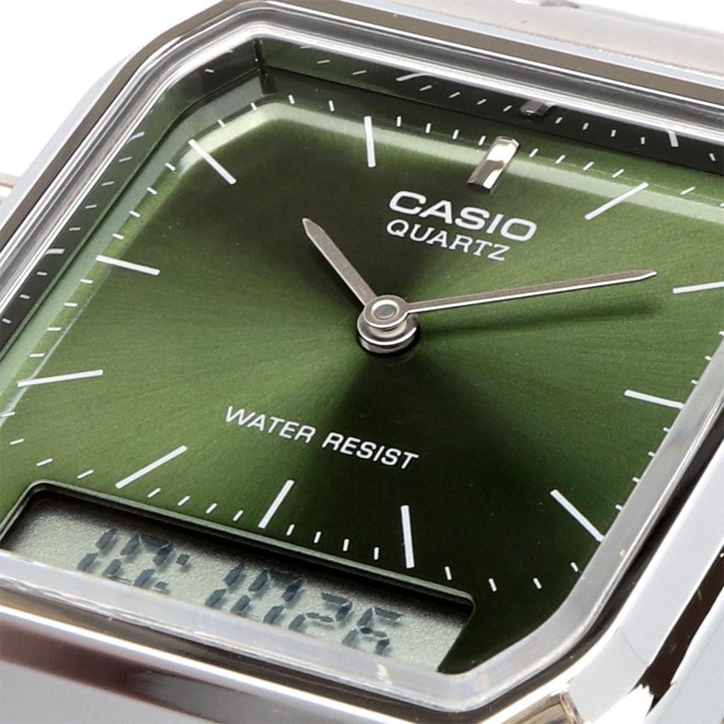 Casio Кварцевые часы двойного отображения серии Vintage, модель для зарубежного рынка ANA-DIGI, AQ-230A-3AMQY, Унисекс, Время, Зеленый, [Б/у]