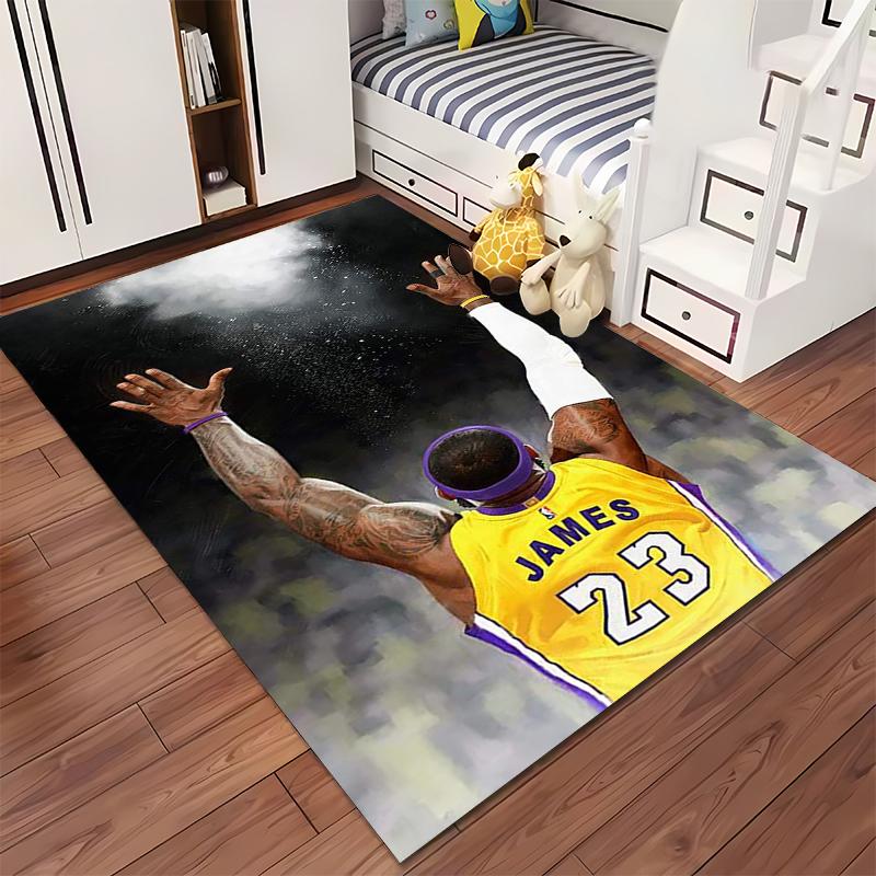 "Basketball Player Carpet with Back View, Yellow Jersey, No. 23" Suitable for use as an anti-slip for living room bedroom sofas